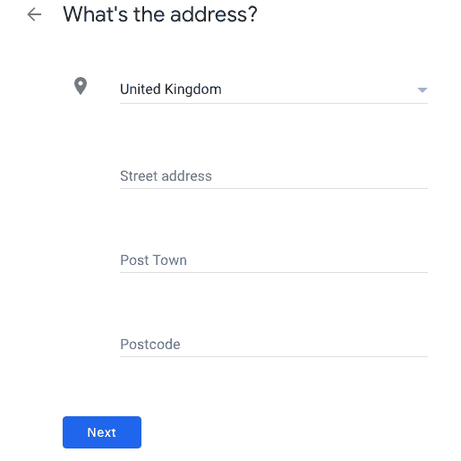 Enter your address into Google My Business