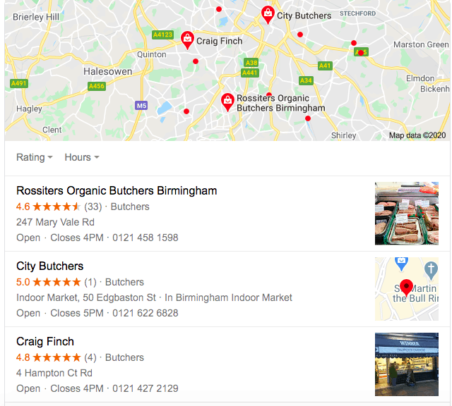 search result page on Google