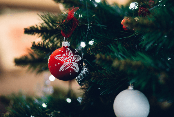 christmas bauble on a christmas tree
